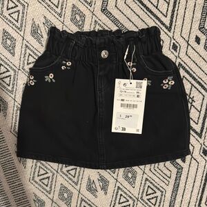 Zara Black Skirt with Floral Detail